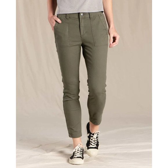 Toad&Co Pants - Toad & Co 8 Earthworks Ankle Pants Organic Cotton Beetle Elastic Waist Womens